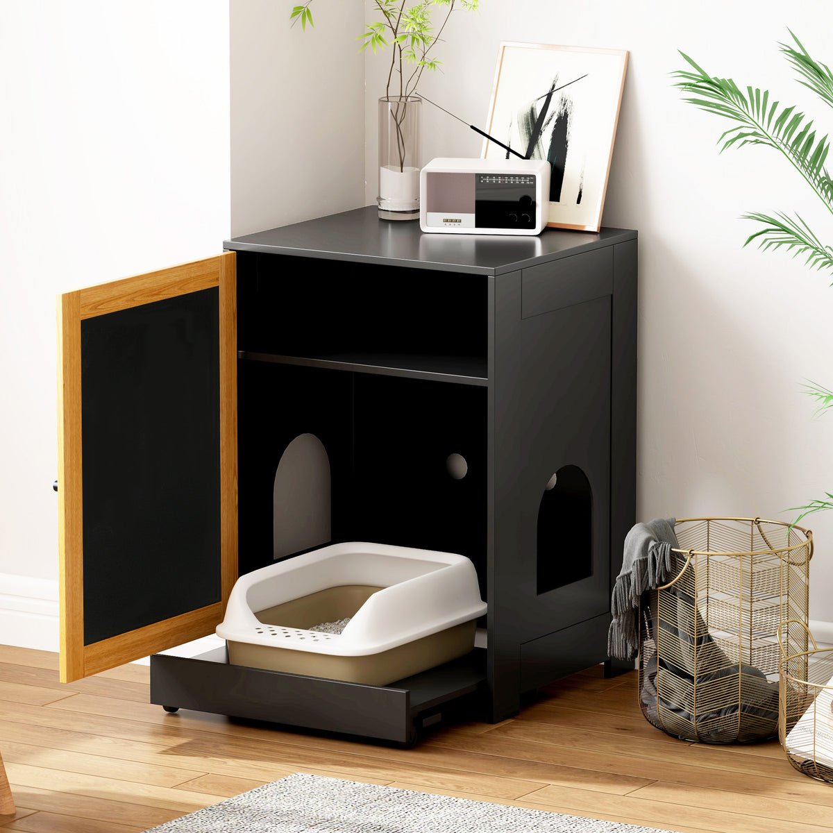 How to hide a litter box without making the room awkward