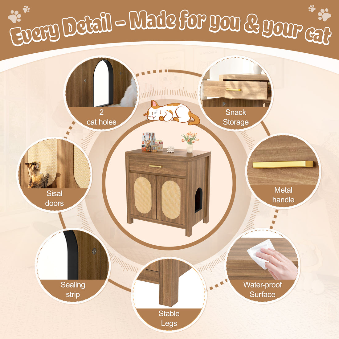 Hidden Litter Box Furniture with Storage Premium | Pawora
