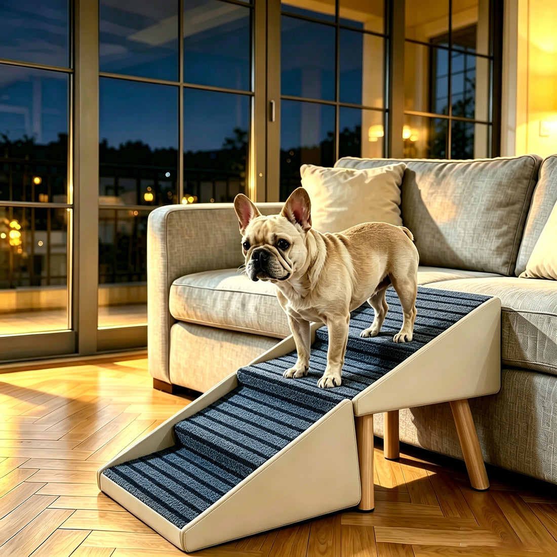 4-Step Foldable Dog Stairs & Ramp – 2-in-1 Pet Steps for Beds & Sofas | Pawora