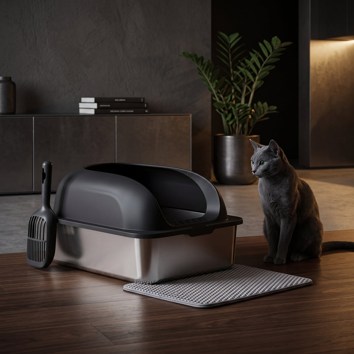 XL Stainless Steel Cat Litter Box Set Premium | Pawora