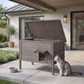 Wooden Outdoor Cat House with PVC Door Flaps – Enclosed Cat Shelter | Pawora