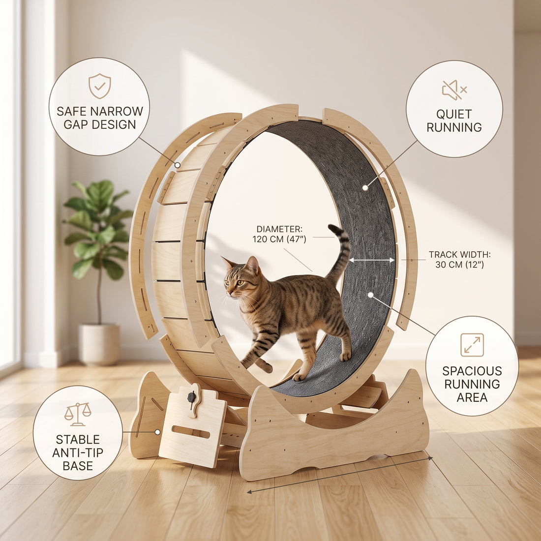29.5-Inch Cat Exercise Wheel – Indoor Running Wheel for Cats up to 8 lb | Pawora
