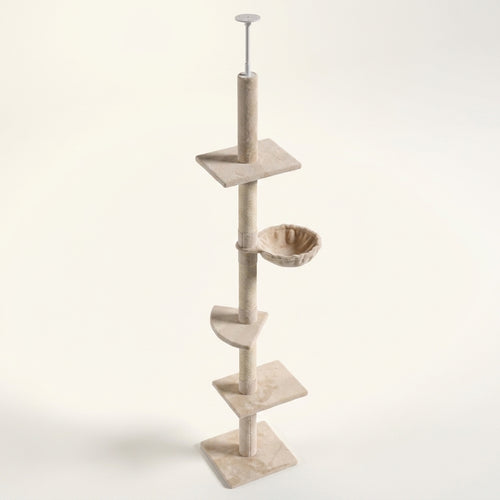 102-Inch Floor-to-Ceiling Cat Tree – 5-Level Sisal Climbing Tower | Pawora