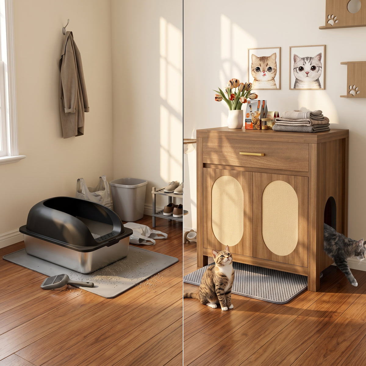 Hidden Litter Box Furniture with Storage Premium | Pawora