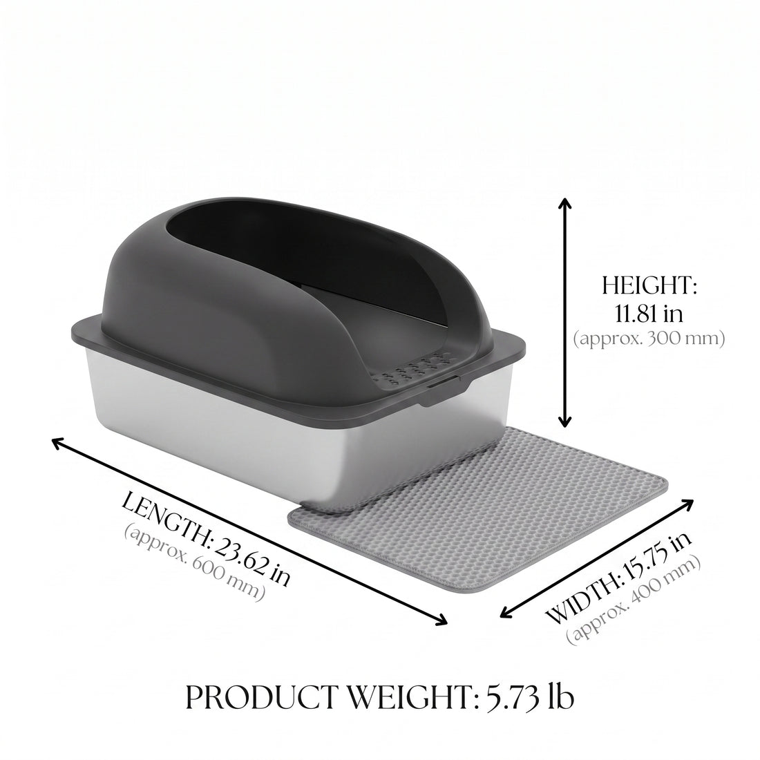 XL Stainless Steel Cat Litter Box Set Premium | Pawora