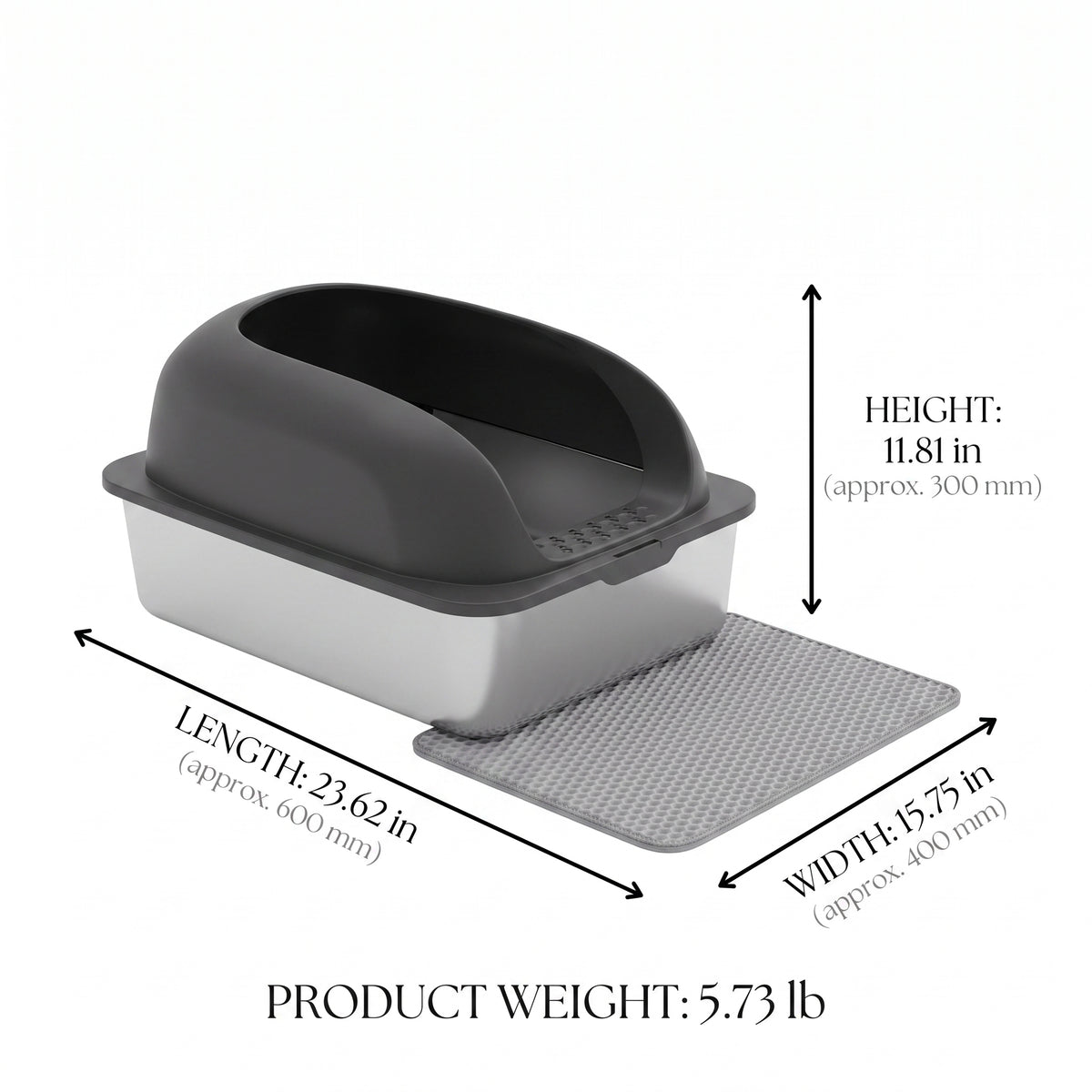 XL Stainless Steel Cat Litter Box Set Premium | Pawora
