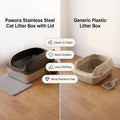 XL Stainless Steel Cat Litter Box Set Premium | Pawora