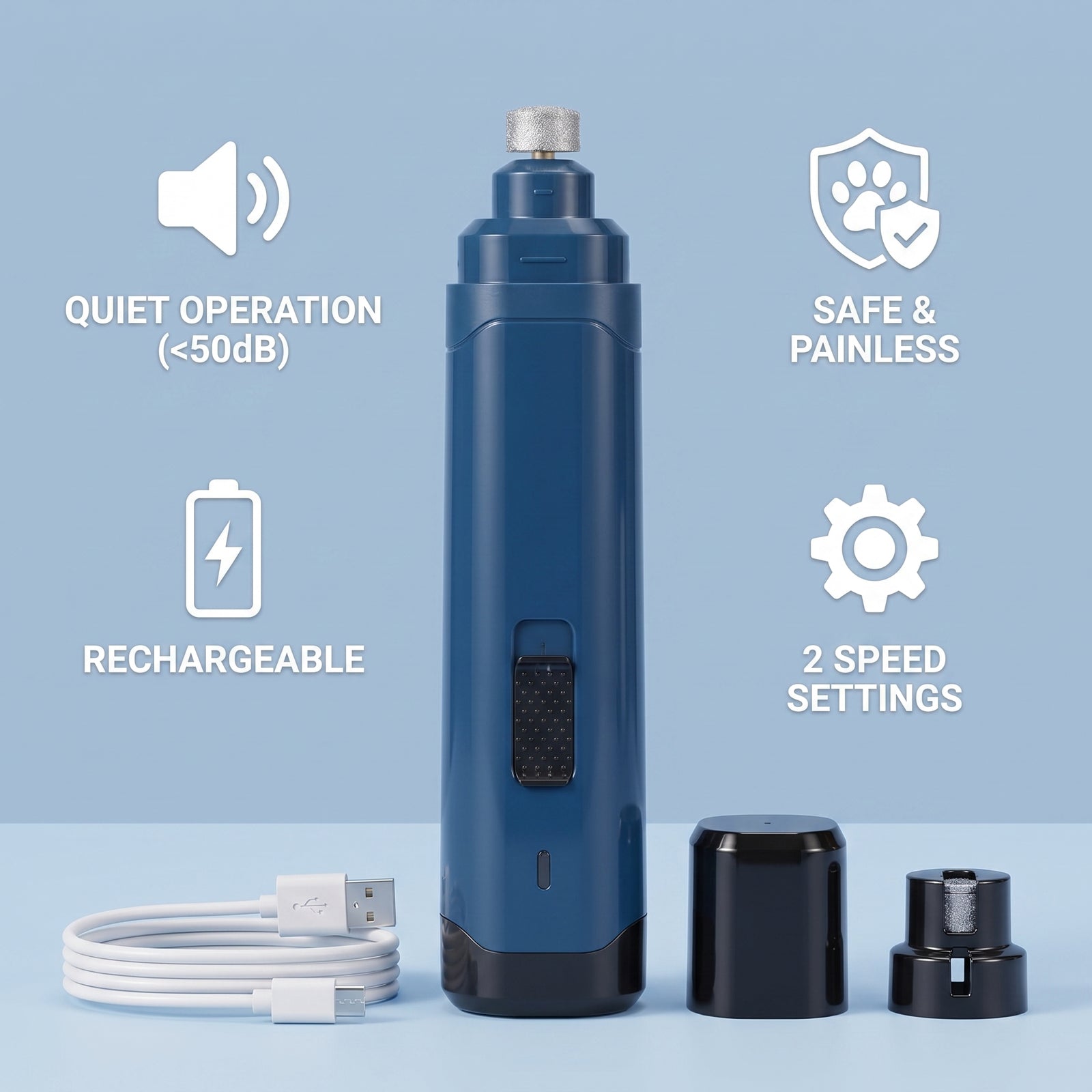 Dog Nail Grinder 2-Speed USB Rechargeable | Pawora