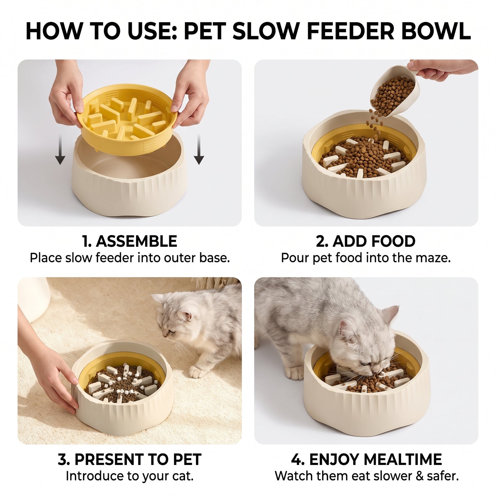 Cat Slow Feeder Bowl 2-in-1 Dual Mode | Pawora