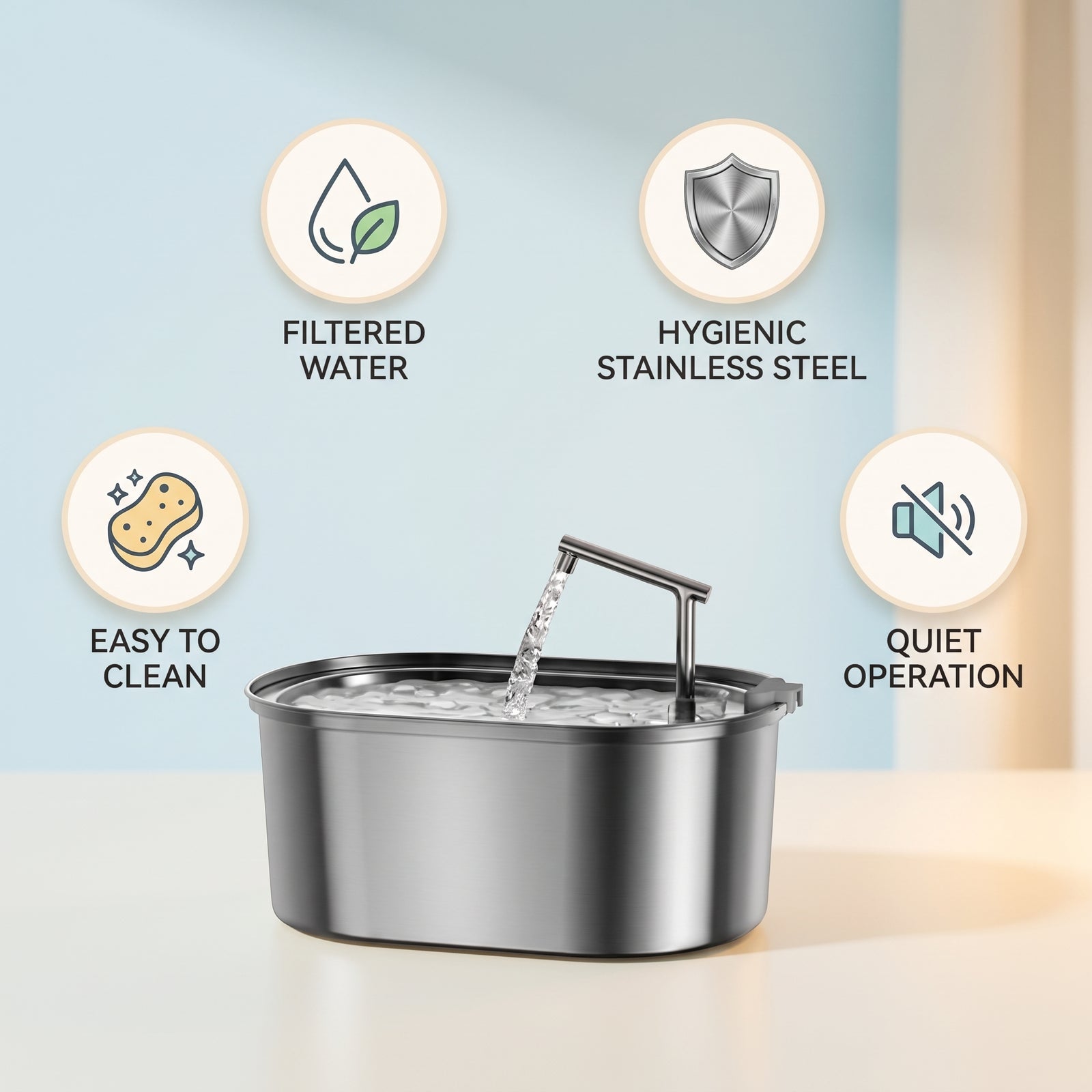 Stainless Steel Pet Water Fountain with Filtration | Pawora