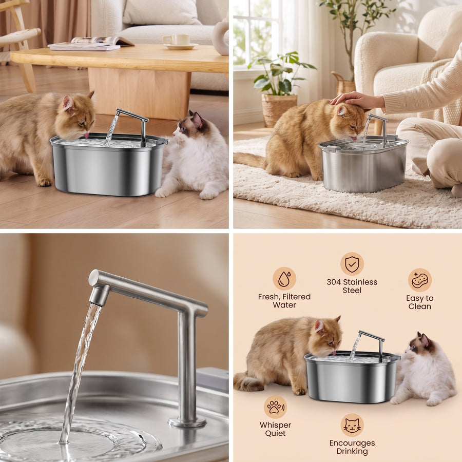 Stainless Steel Pet Water Fountain with Filtration | Pawora