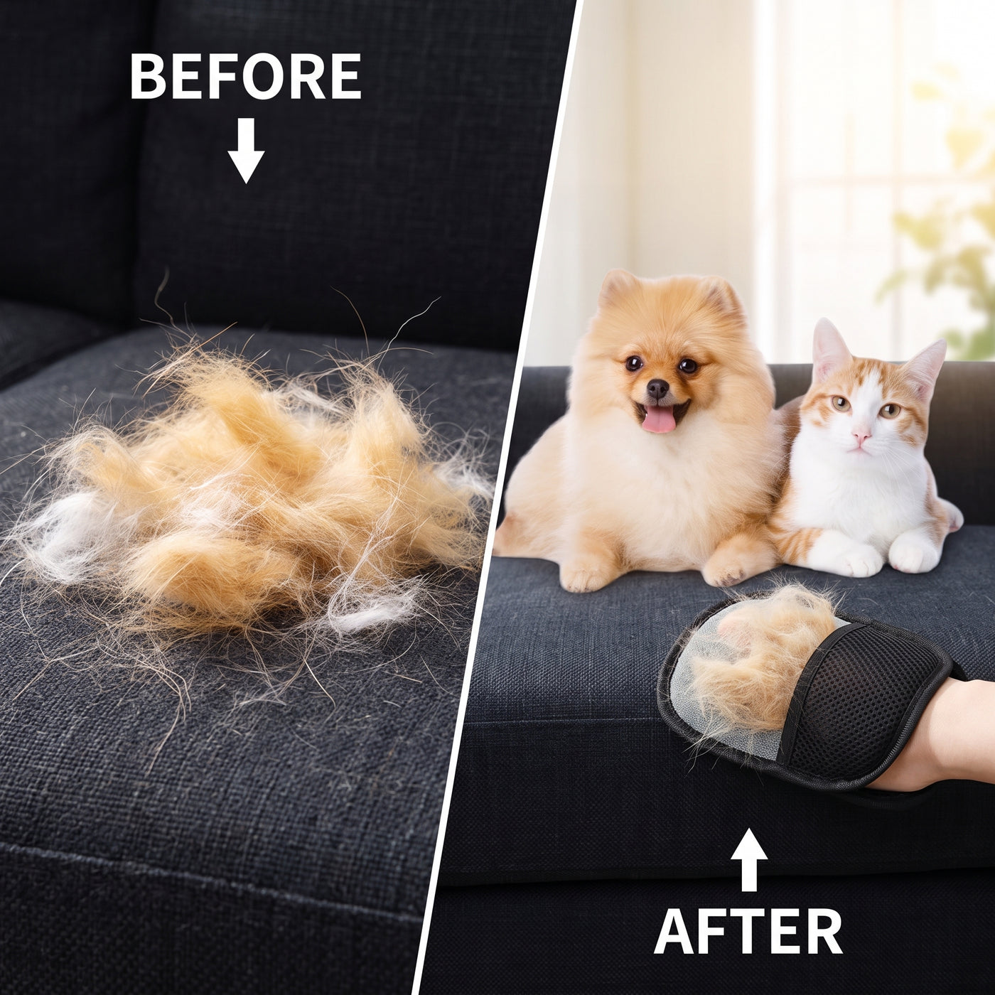 Pet Hair Remover Mitt Dual-Sided | Pawora