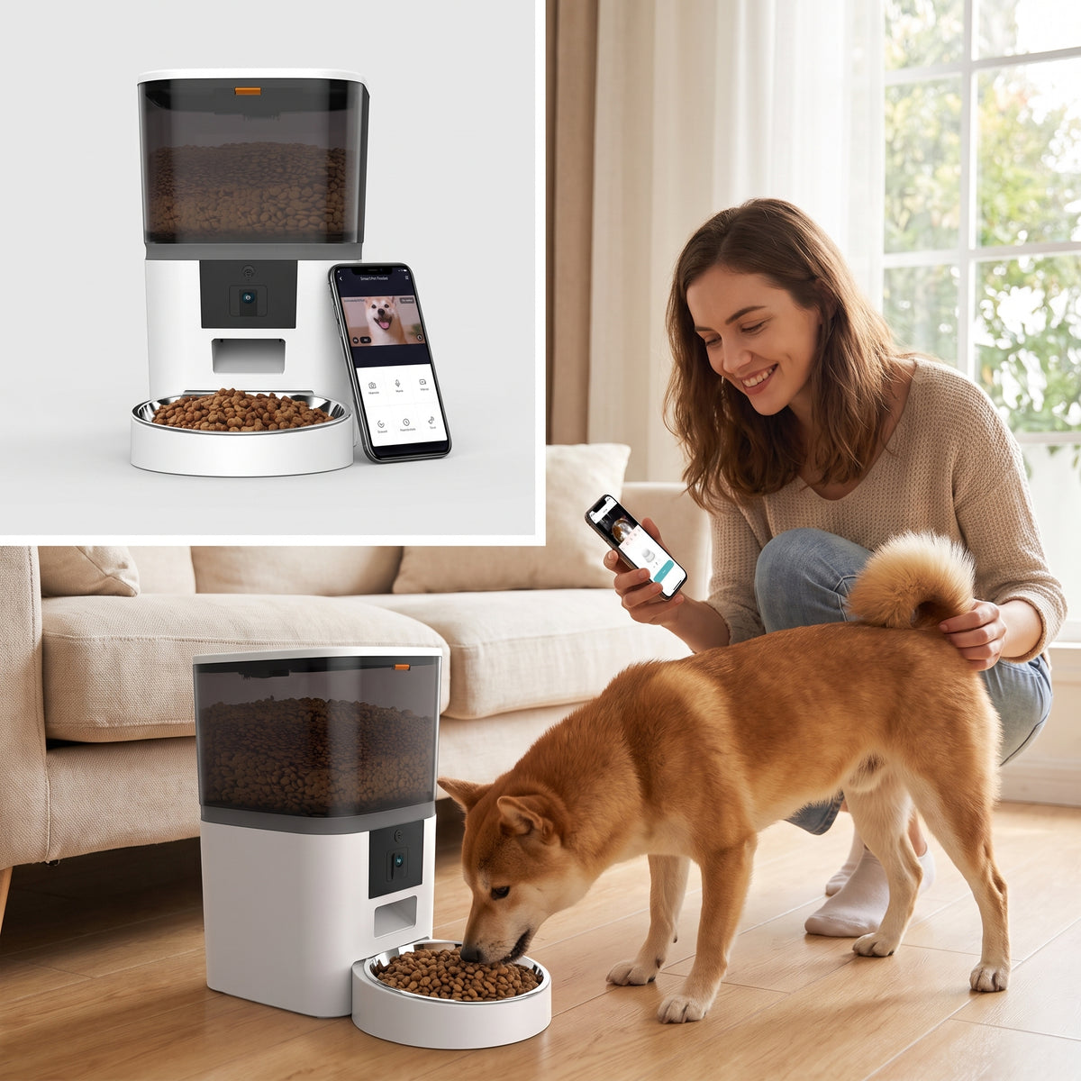 4L/6L Smart Pet Feeder with Camera – Automatic Dry Food Dispenser | Pawora