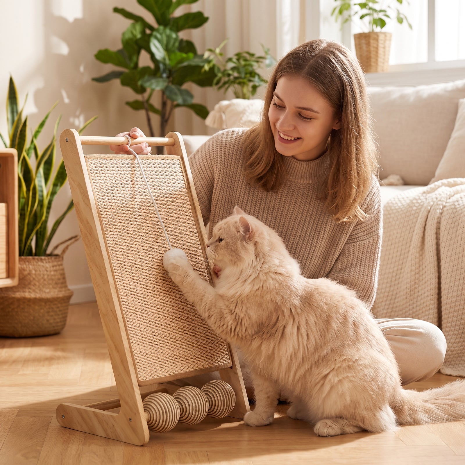 68-Inch Tall Sisal Cat Scratching Post | Pawora
