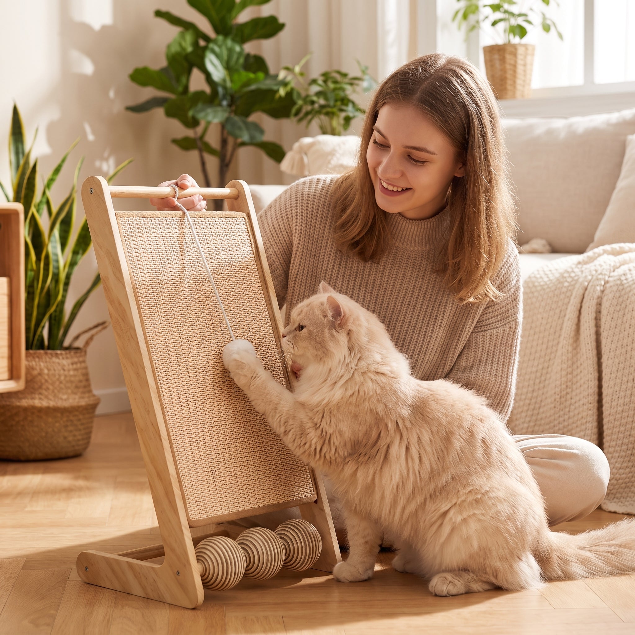 68-Inch Tall Sisal Cat Scratching Post | Pawora