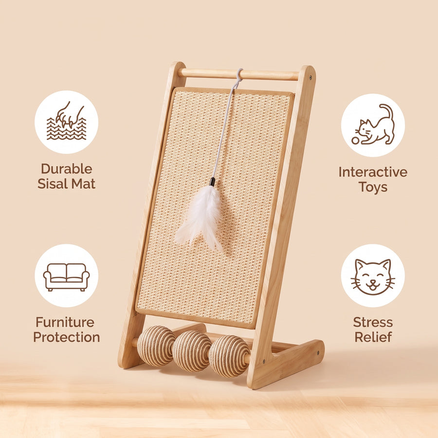 68-Inch Tall Sisal Cat Scratching Post | Pawora