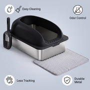 Stainless Steel Cat Litter Box with Lid | Pawora