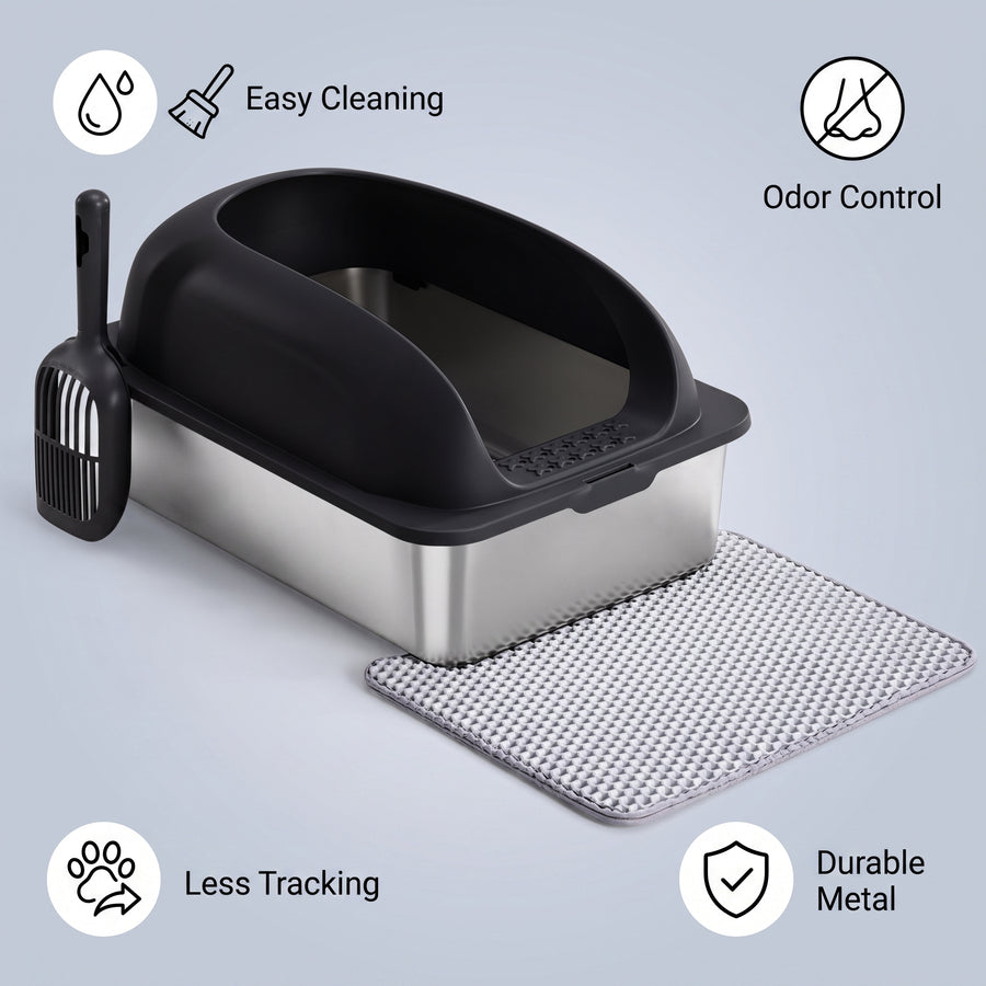 Stainless Steel Cat Litter Box with Lid | Pawora