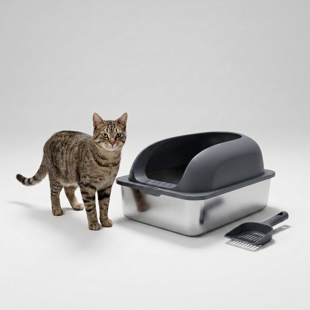 XL Stainless Steel Cat Litter Box Set Premium | Pawora