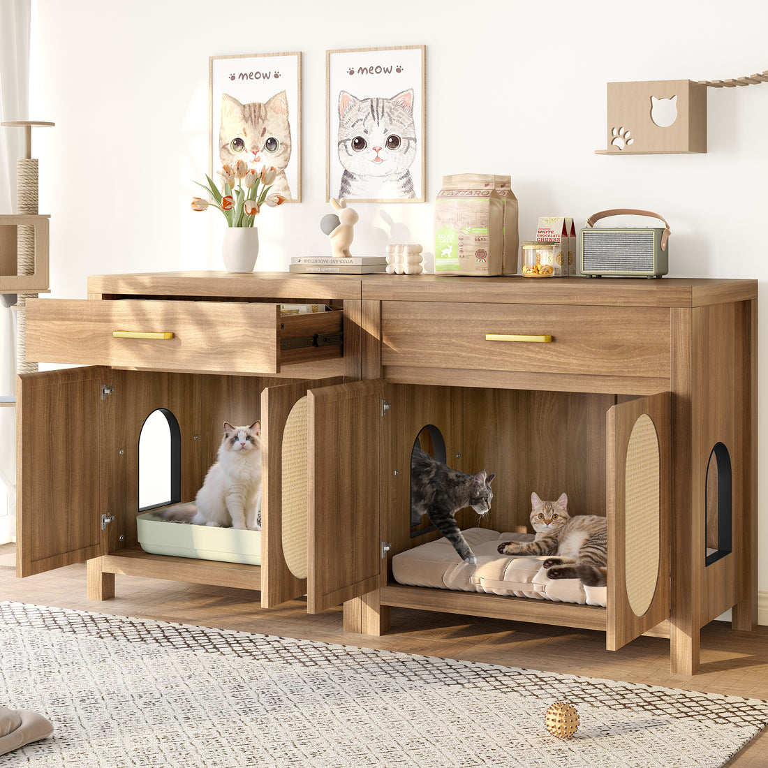 Hidden Litter Box Furniture with Storage Premium | Pawora